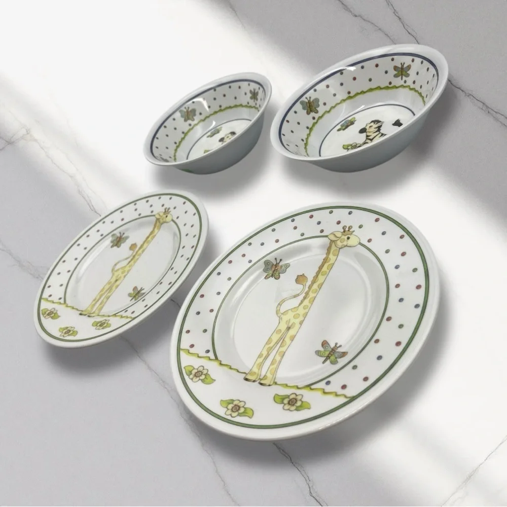Lenox Jungle Jamboree Children's Melamine 2 Dinner Plates and 2 Bowls